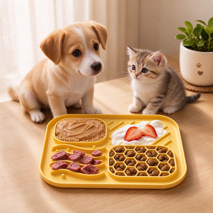 Dog Lick Mat with Suction – 4-Zone Slow Feeder Pad